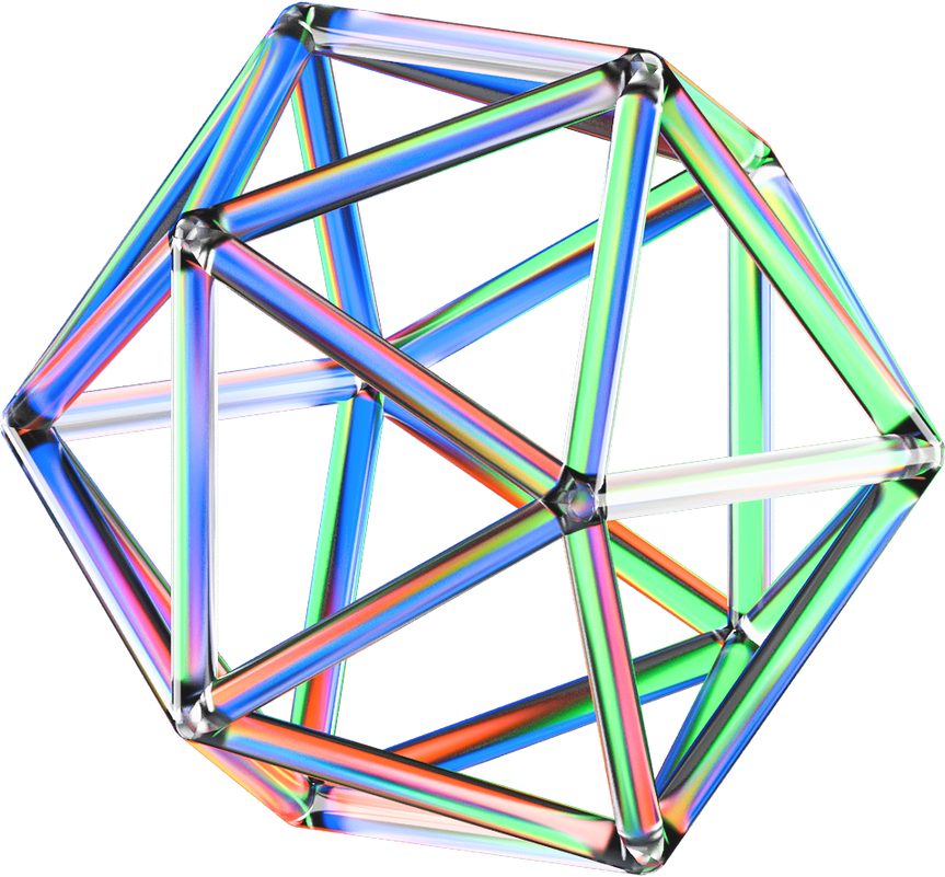 3D Glowing Glass Piped Icosahedron