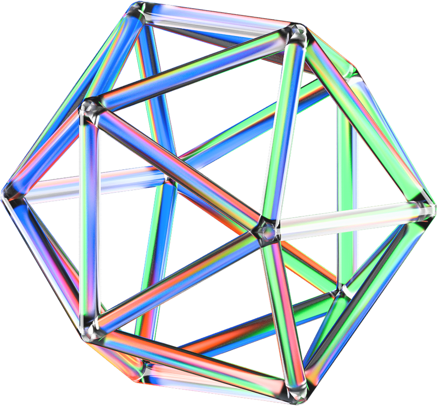 3D Glowing Glass Piped Icosahedron